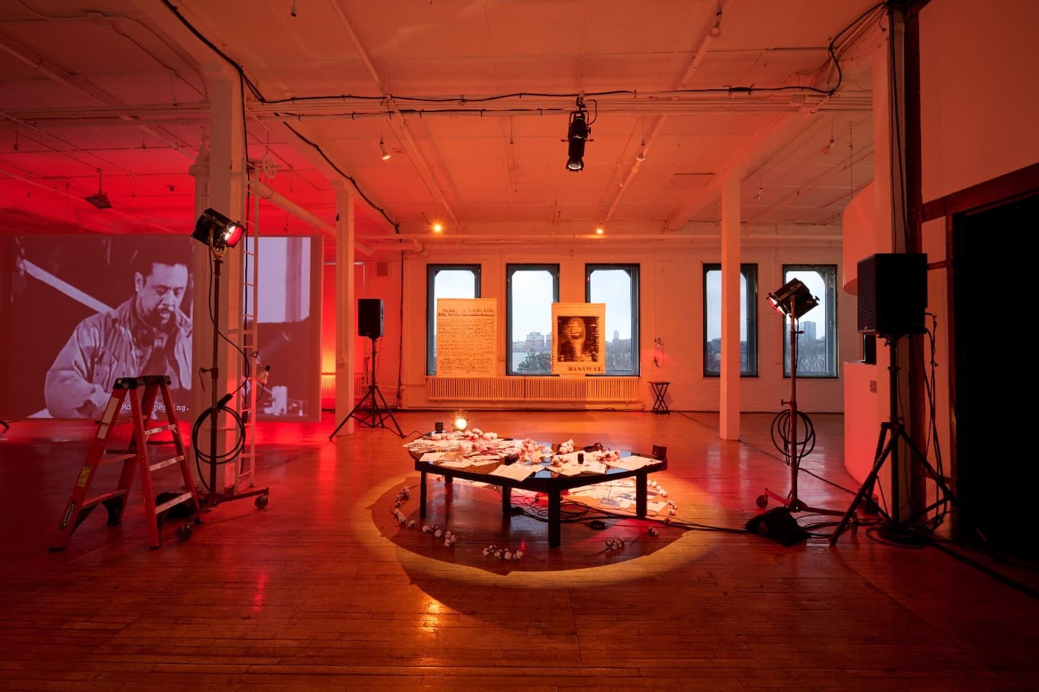 Installation view, Harmony Holiday: BLACK BACKSTAGE, The Kitchen at Westbeth. Photo by Kyle Knodell. Courtesy of The Kitchen.